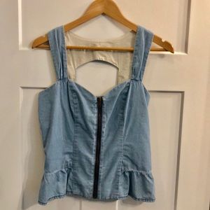Denim Peplum Top
